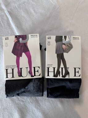HUE Opaque Tights - Charcoal & Black - 04